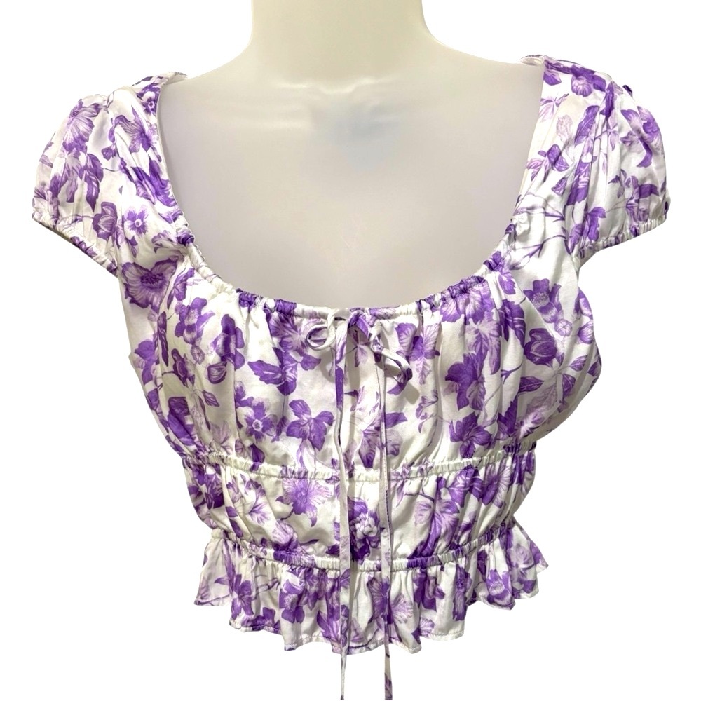 MAJORELLE Pegasus Romantic  Crop Top Purple Floral Pattern S